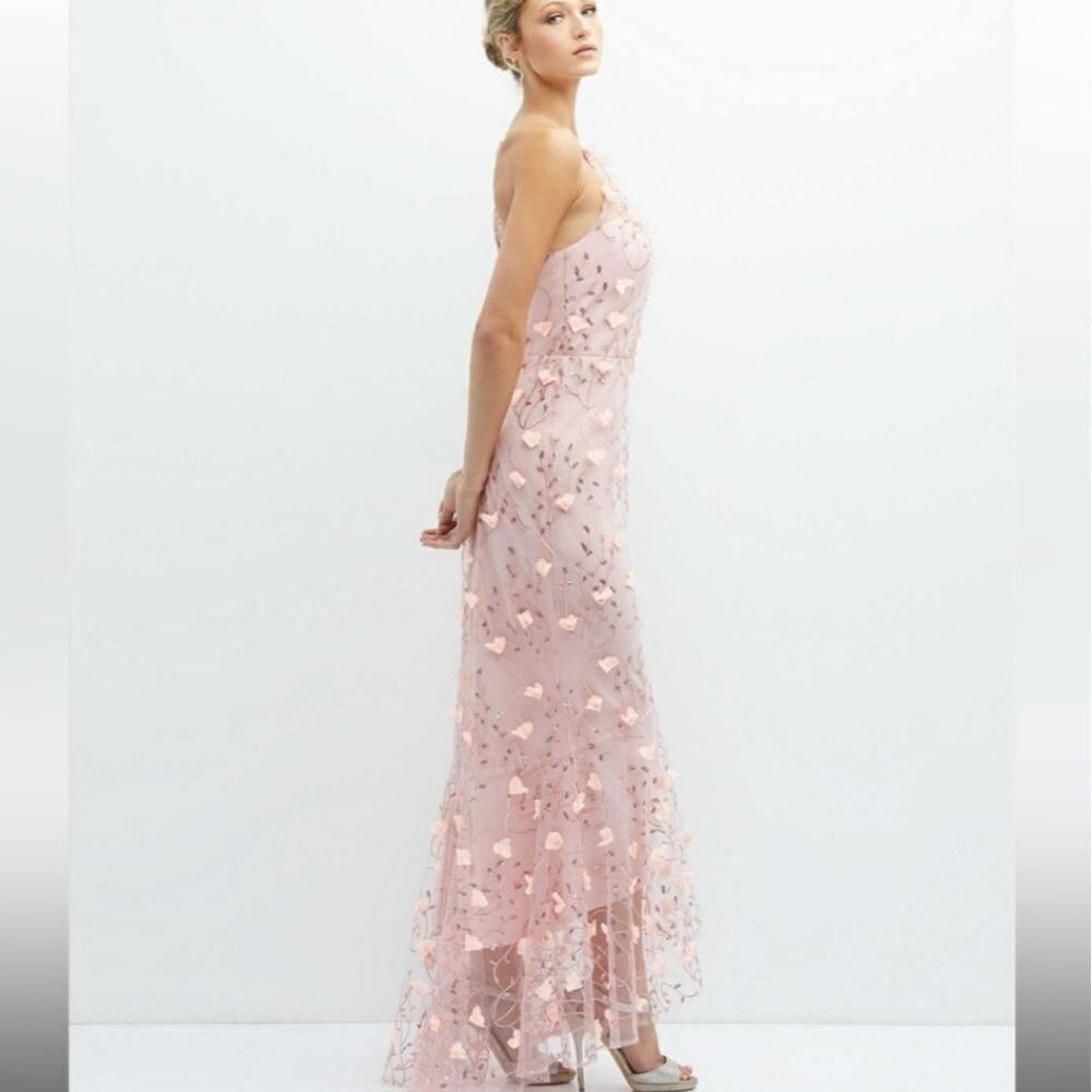 NWT Dessy Collection 3D Embroidery Floral Mermaid Gown Light Pink Tulle 14 - Picture 12 of 12